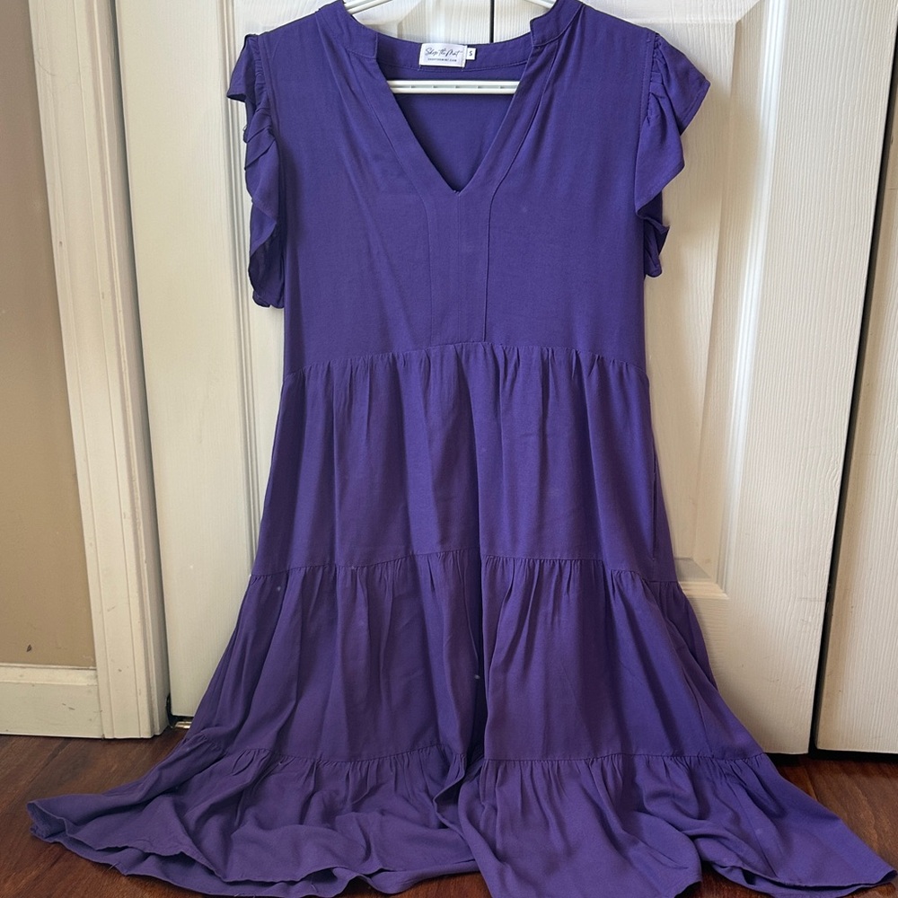 Purple V Neck Dress